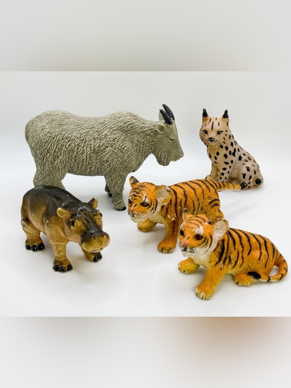 Vintage 90s AAA Hard Rubber Safari Wildlife Animal Figures Lot of 5